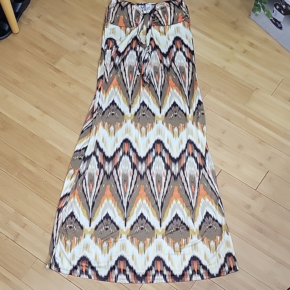 Yellow and Orange Maxi Dress Sleeveless A-Line - Medium